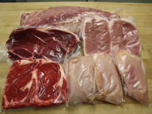 Various vacuum packed meats